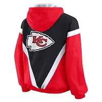 Women's WEAR by Erin Andrews Red/Black Kansas City Chiefs Plus Retro Crinkle Full-Zip Windbreaker Jacket