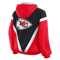 Women's WEAR by Erin Andrews Red/Black Kansas City Chiefs Retro Crinkle Full-Zip Hoodie Windbreaker
