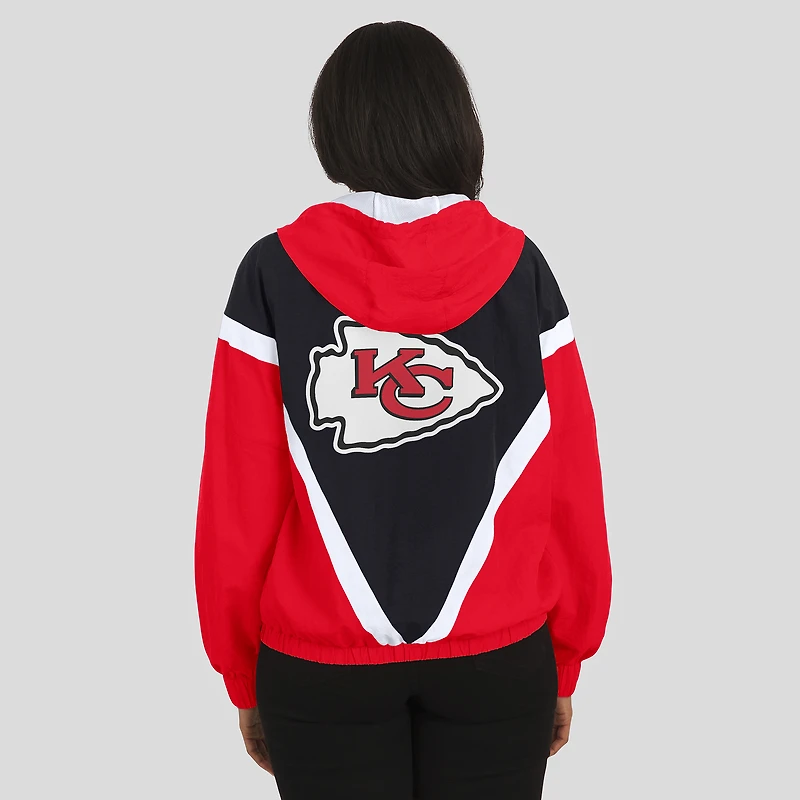 Women's WEAR by Erin Andrews Red/Black Kansas City Chiefs Retro Crinkle Full-Zip Hoodie Windbreaker