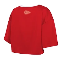 Women's WEAR by Erin Andrews  Red Kansas City Chiefs Cropped V-Neck Jersey T-Shirt