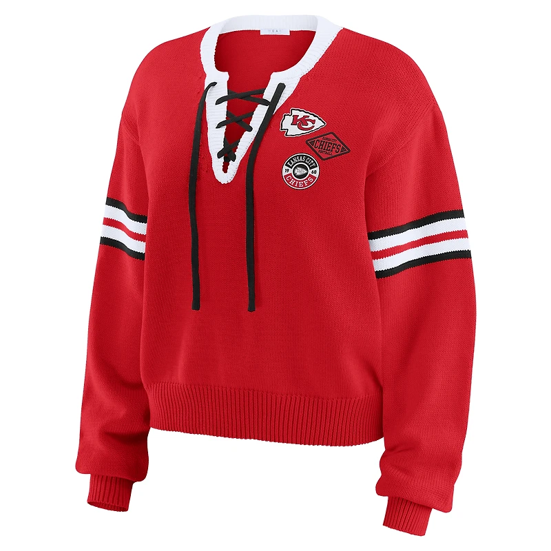 Pull à lacets rouge des Chiefs de Kansas City pour femme WEAR by Erin Andrews