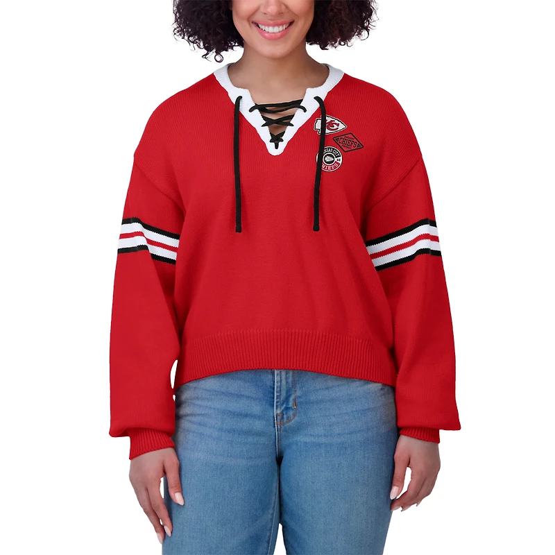 Pull à lacets rouge des Chiefs de Kansas City pour femme WEAR by Erin Andrews
