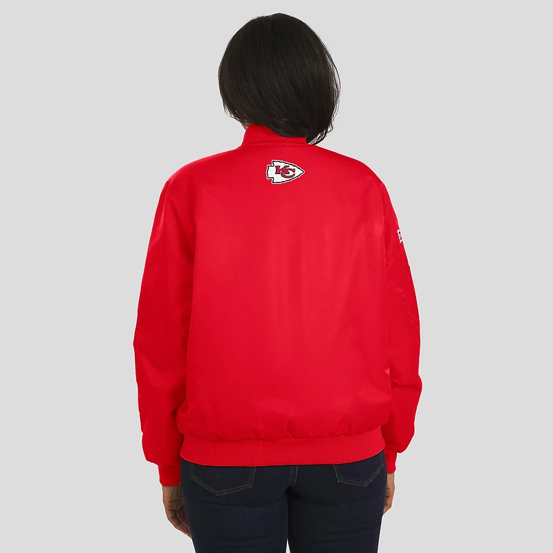 Veste aviateur entièrement zippée rouge à patch Kansas City Chiefs pour femme WEAR by Erin Andrews