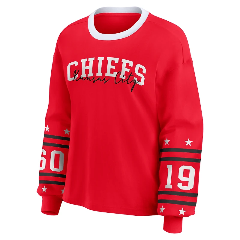 Women's WEAR by Erin Andrews Red Kansas City Chiefs Plus Sport Long-Sleeve T-Shirt