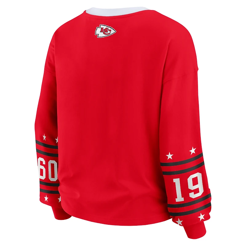 Women's WEAR by Erin Andrews Red Kansas City Chiefs Plus Sport Long-Sleeve T-Shirt