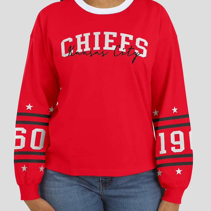 T-shirt de sport à manches longues rouge des Kansas City Chiefs pour femme WEAR by Erin Andrews