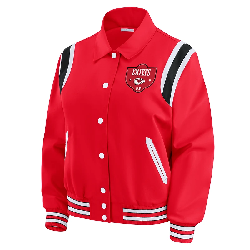 Women's WEAR by Erin Andrews Red Kansas City Chiefs Varsity Lightweight Full-Snap Jacket