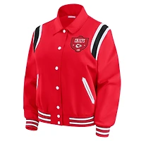 Women's WEAR by Erin Andrews Red Kansas City Chiefs Varsity Lightweight Full-Snap Jacket