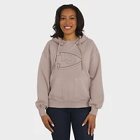 Women's WEAR by Erin Andrews  Tan Kansas City Chiefs Washed Pullover Crewdie