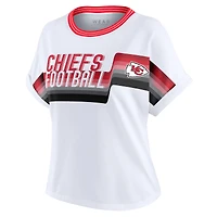 T-shirt court à rayures centrales blanc pour femme WEAR by Erin Andrews des Chiefs de Kansas City