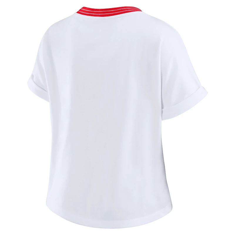 T-shirt court à rayures centrales blanc pour femme WEAR by Erin Andrews des Chiefs de Kansas City