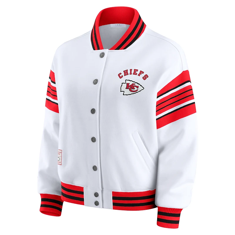 Women's WEAR by Erin Andrews White Kansas City Chiefs Full-Snap Fleece Sweatshirt Jacket