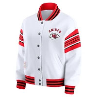 Women's WEAR by Erin Andrews White Kansas City Chiefs Full-Snap Fleece Sweatshirt Jacket