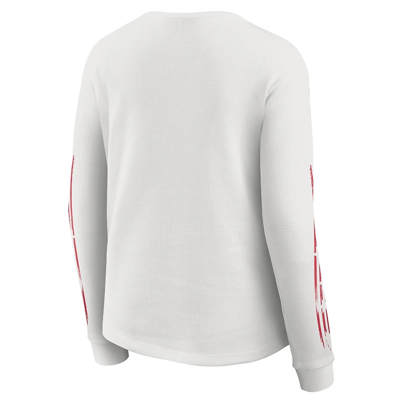 T-shirt blanc à manches longues gaufré pour femme WEAR by Erin Andrews, motif Kansas City Chiefs