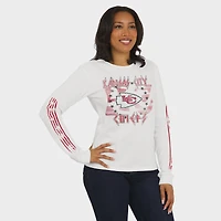 T-shirt blanc à manches longues gaufré pour femme WEAR by Erin Andrews, motif Kansas City Chiefs