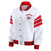 Veste sweat-shirt en polaire à boutons-pression pour femme WEAR by Erin Andrews, grande taille, blanche, Kansas City Chiefs