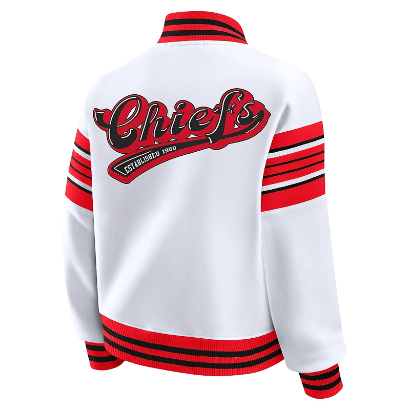 Veste sweat-shirt en polaire à boutons-pression pour femme WEAR by Erin Andrews, grande taille, blanche, Kansas City Chiefs