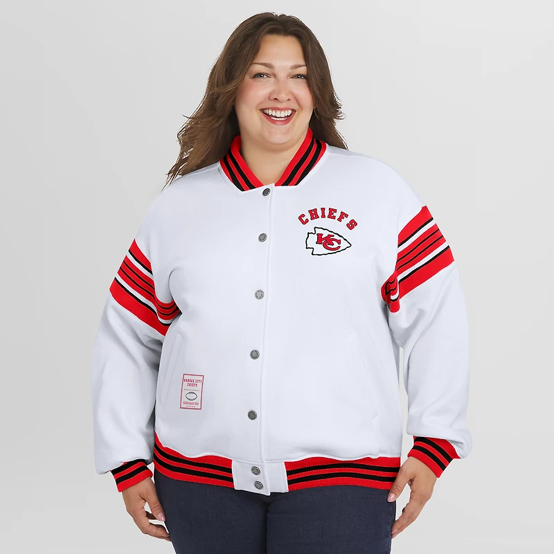 Veste sweat-shirt en polaire à boutons-pression pour femme WEAR by Erin Andrews, grande taille, blanche, Kansas City Chiefs