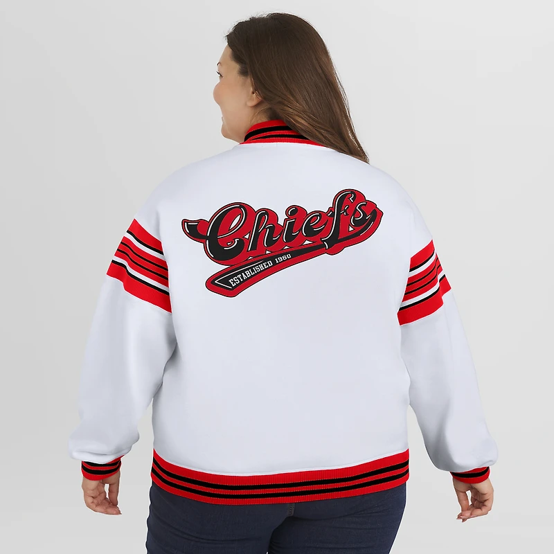 Women's WEAR by Erin Andrews White Kansas City Chiefs Plus Full-Snap Fleece Sweatshirt Jacket