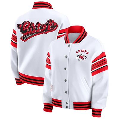 Veste sweat-shirt en polaire à boutons-pression pour femme WEAR by Erin Andrews, grande taille, blanche, Kansas City Chiefs