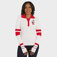 Women's WEAR by Erin Andrews White Kansas City Chiefs Ribbed Henley Polo Sweater