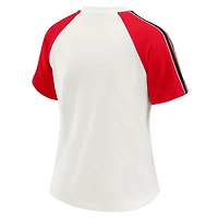 T-shirt raglan blanc à rayures et manches vieillies pour femme WEAR by Erin Andrews des Chiefs de Kansas City