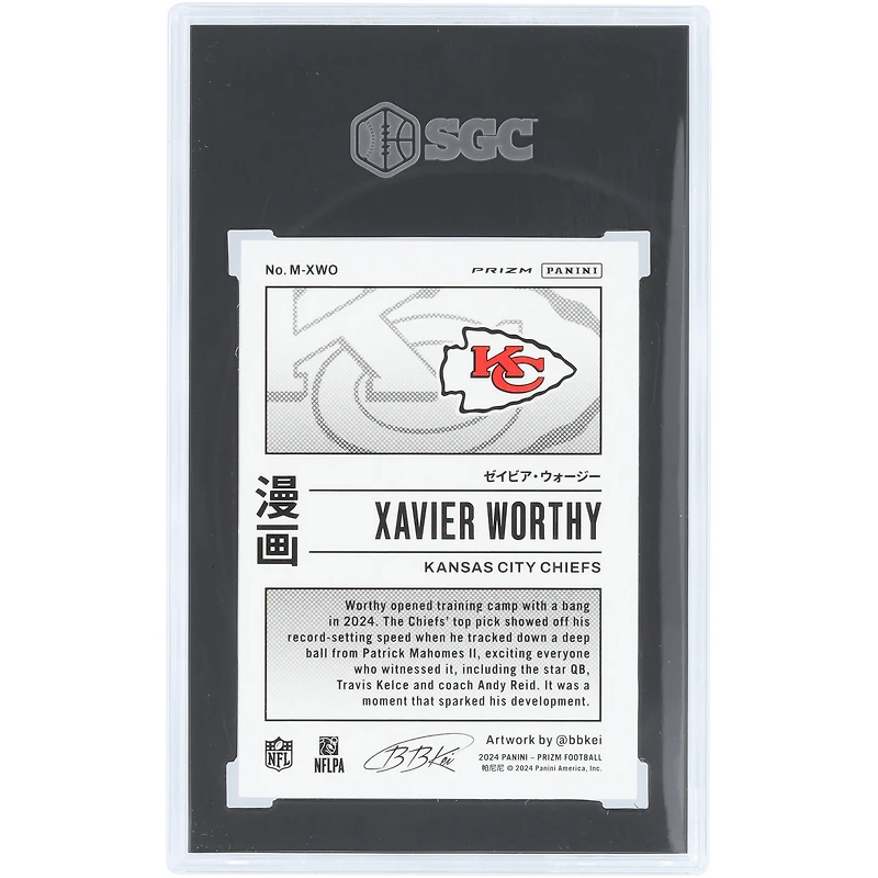 Carte recrue Xavier Worthy Kansas City Chiefs 2024 Panini Prizm Manga Case Hit #M-XWO authentifiée SGC 8.5