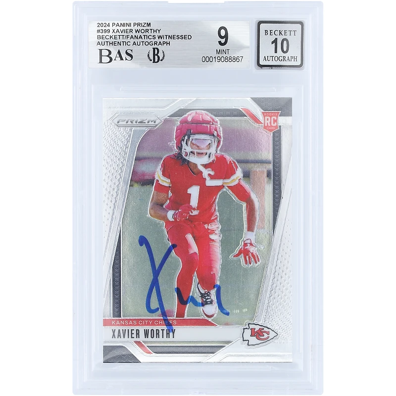 Xavier Worthy Kansas City Chiefs Autographed 2024 Panini Prizm #399 Beckett Fanatics Witnessed Authenticated 9/10 Rookie Card