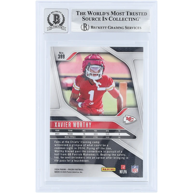 Xavier Worthy Kansas City Chiefs Autographed 2024 Panini Prizm #399 Beckett Fanatics Witnessed Authenticated 9/10 Rookie Card