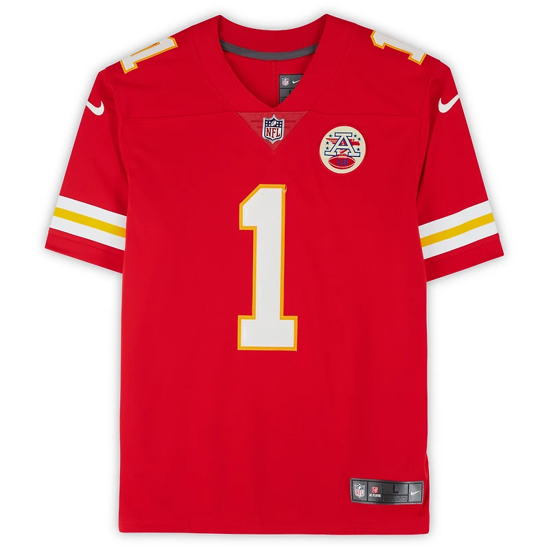 Xavier Worthy Kansas City Chiefs Autographed Red Nike Limited Jersey