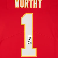 Maillot Nike rouge dédicacé par Xavier Worthy des Kansas City Chiefs