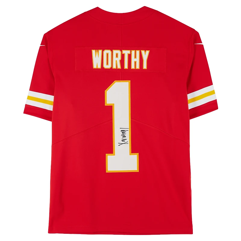Xavier Worthy Kansas City Chiefs Autographed Red Nike Limited Jersey