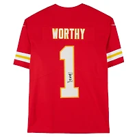 Xavier Worthy Kansas City Chiefs Autographed Red Nike Limited Jersey