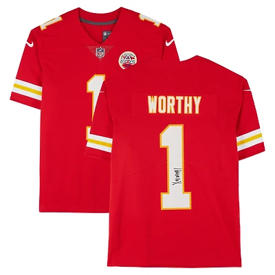 Xavier Worthy Kansas City Chiefs Autographed Red Nike Limited Jersey
