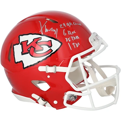 Casque Riddell Speed ​​authentique autographié par Xavier Worthy des Kansas City Chiefs avec inscriptions multiples - Édition limitée à 10 exemplaires