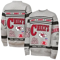 Sweat-shirt en polaire imprimé intégral rétro Mitchell & Ness gris Kansas City Chiefs pour jeunes