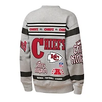 Sweat-shirt en polaire imprimé intégral rétro Mitchell & Ness gris Kansas City Chiefs pour jeunes