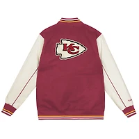 Veste universitaire Mitchell & Ness rouge/crème Kansas City Chiefs pour jeunes, à boutons-pression.