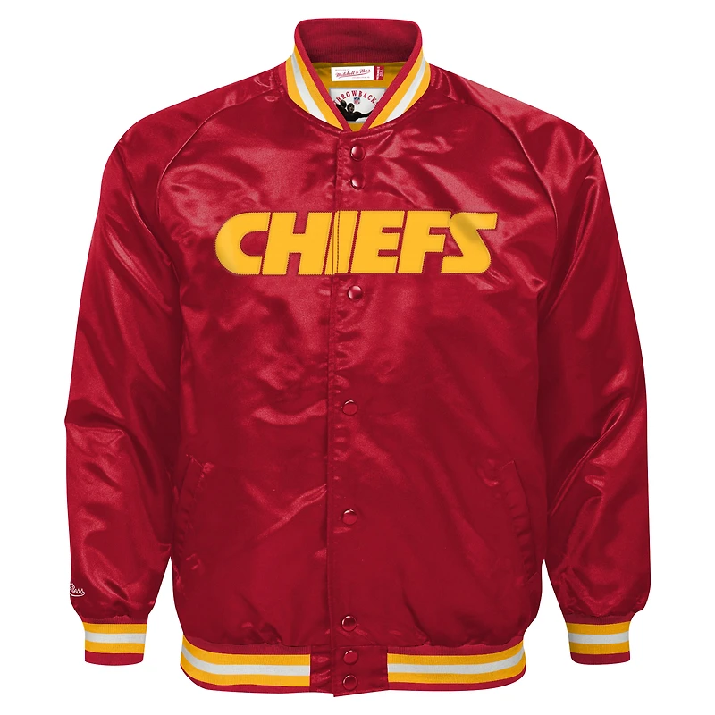 Veste à boutons-pression en satin rouge Kansas City Chiefs pour jeunes Mitchell & Ness
