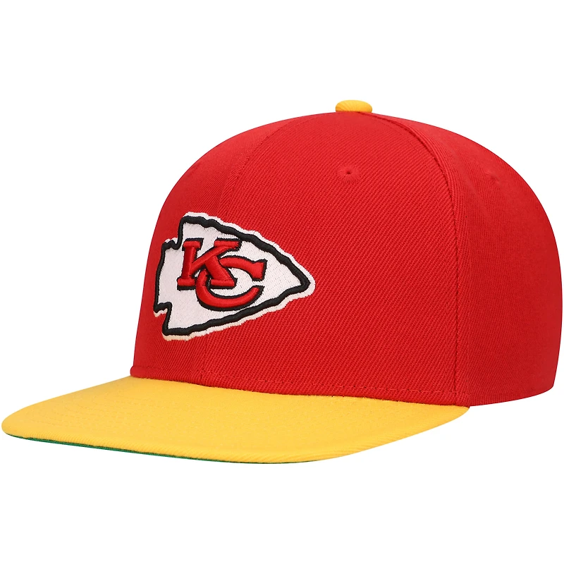 Casquette Snapback bicolore rouge de l'équipe des Chiefs de Kansas City Mitchell & Ness pour jeunes