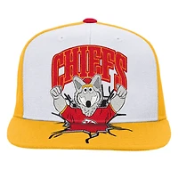 Casquette snapback Mitchell & Ness blanche pour enfant, mascotte des Kansas City Chiefs