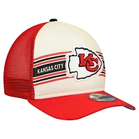 Youth New Era Cream/Red Kansas City Chiefs Banner 9FIFTY A-Frame Adjustable Trucker Hat