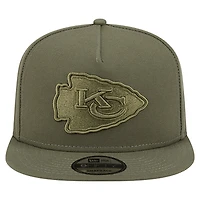 Youth New Era Olive Kansas City Chiefs Color Pack A-Frame 9FIFTY Snapback Hat