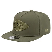 Youth New Era Olive Kansas City Chiefs Color Pack A-Frame 9FIFTY Snapback Hat