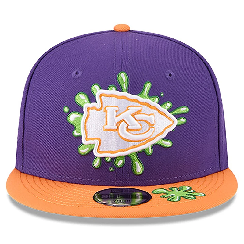Youth New Era Purple/Orange Kansas City Chiefs Nickelodeon Slime 9FIFTY Snapback Hat