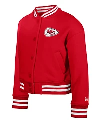 Veste polaire à boutons-pression en chenille appliquée rouge New Era pour jeunes des Kansas City Chiefs