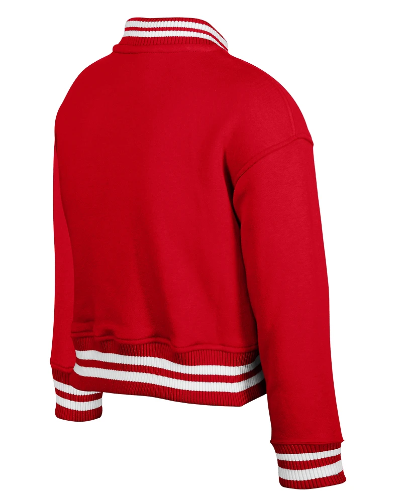 Veste polaire à boutons-pression en chenille appliquée rouge New Era pour jeunes des Kansas City Chiefs