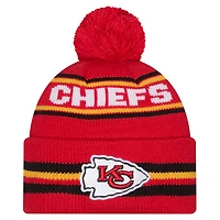 Bonnet en tricot à revers classique rouge Kansas City Chiefs de New Era pour jeune avec pompon