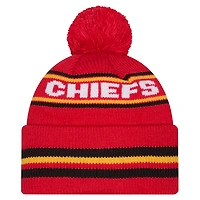 Bonnet en tricot à revers classique rouge Kansas City Chiefs de New Era pour jeune avec pompon