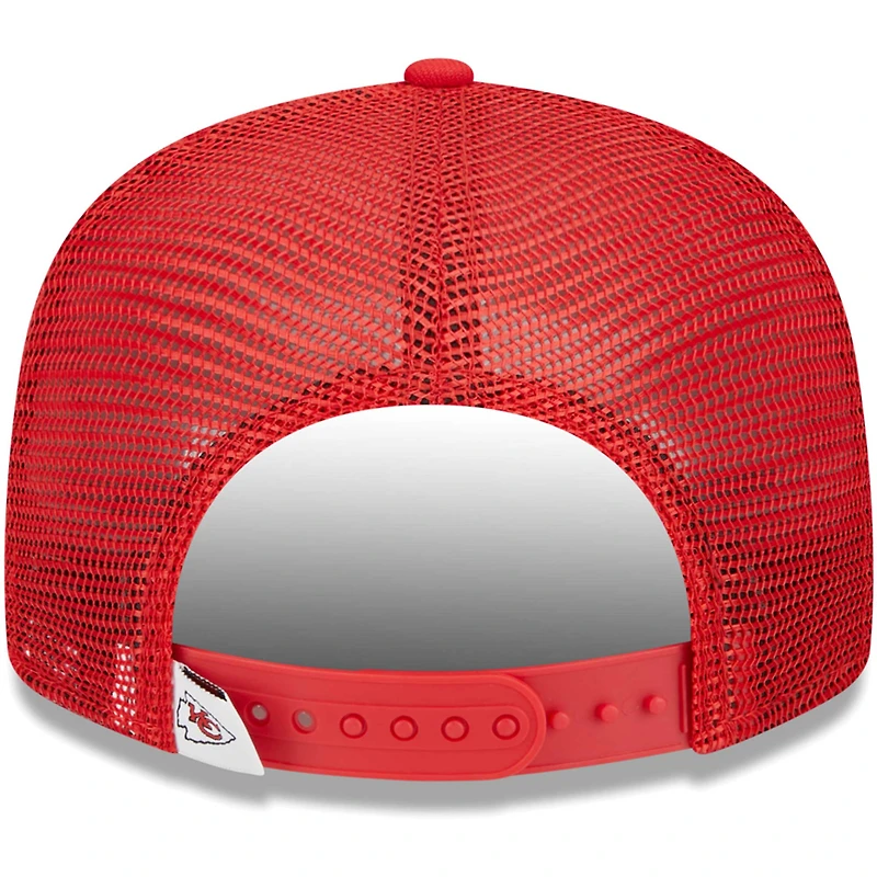 Youth New Era Red Kansas City Chiefs Main Trucker 9FIFTY Snapback Hat